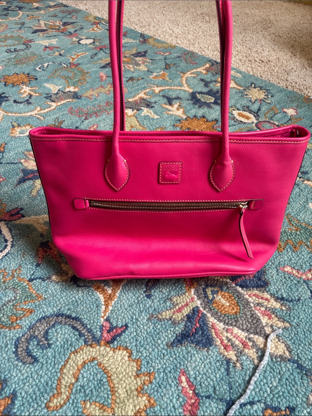 NWT Dooney & Bourke Florentine Leather Tote Vibrant Fuchsia